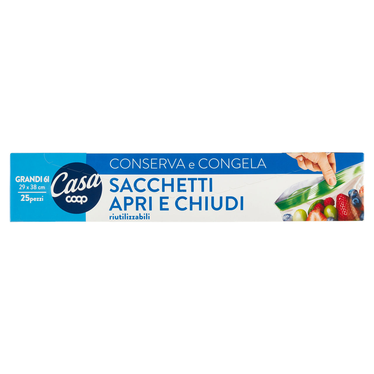 Sacchetti apri e chiudi riutilizzabili coop casa grandi 6l pz.25