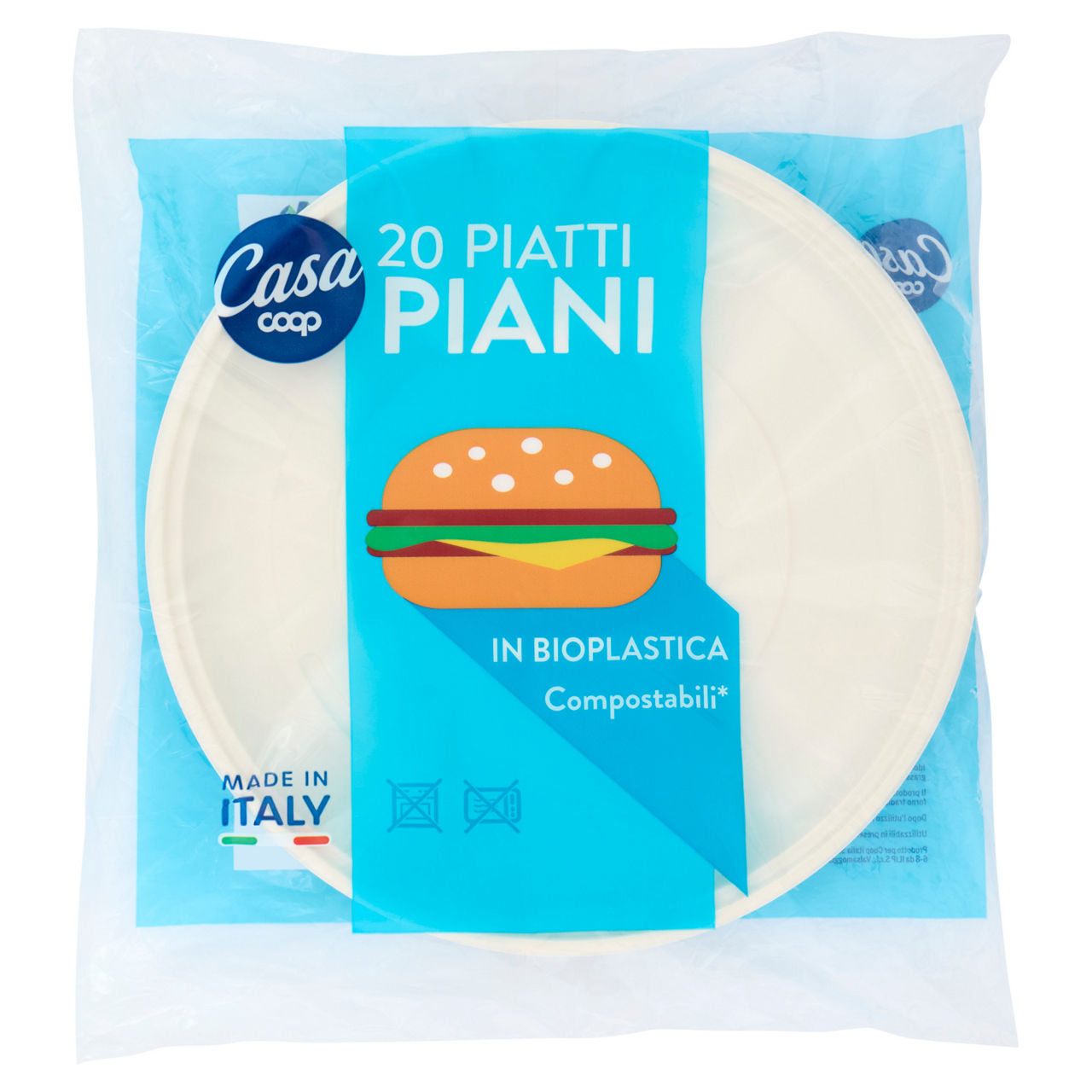 Piatti piani bioplastica coop casa diam. cm21 pz 20