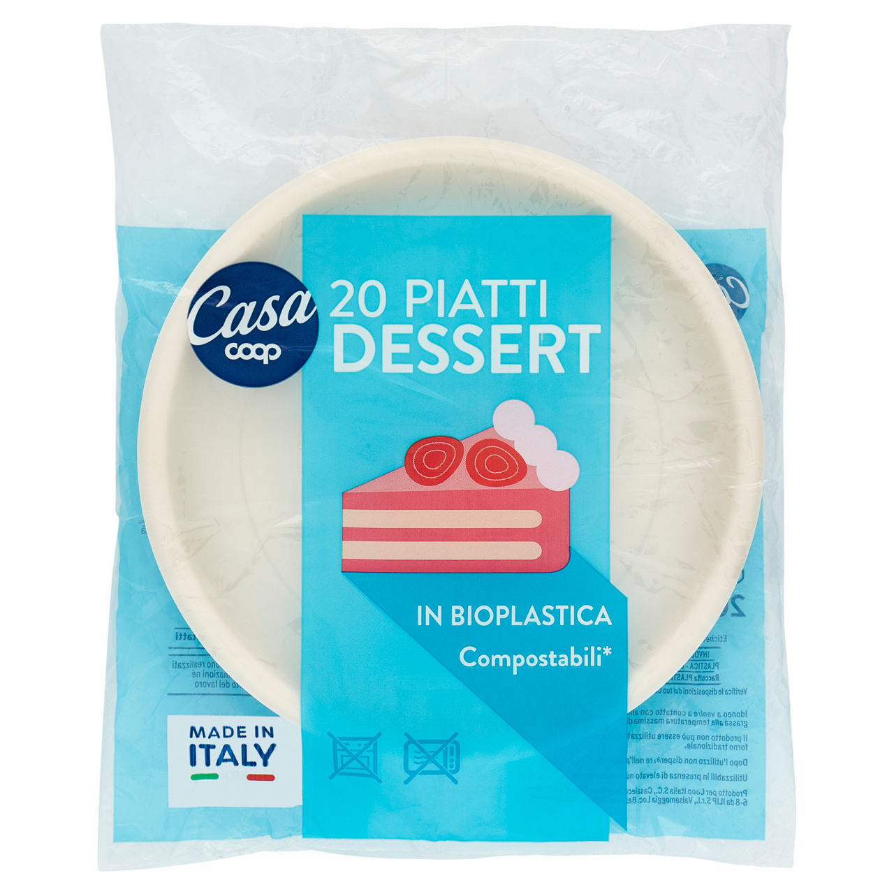 Piatti dessert bioplastica coop casa diam. cm16,5 pz 20 - Immagine 01