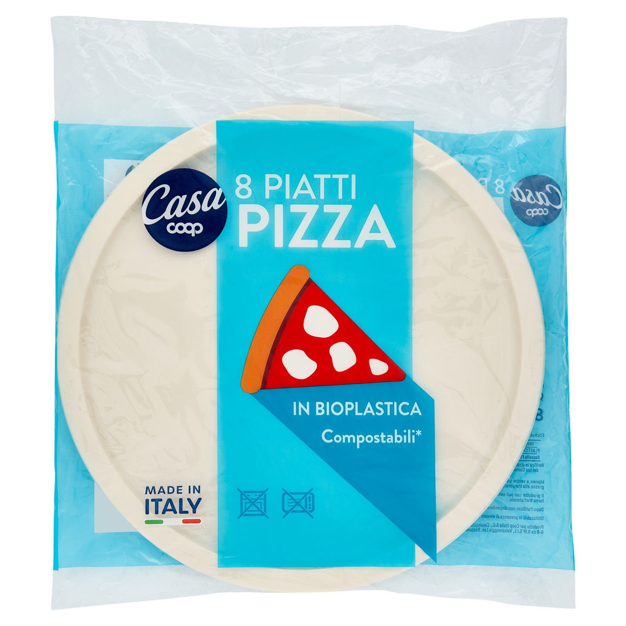 Piatti pizza bioplastica coop casa diam. cm31 pz 8 - Immagine 01
