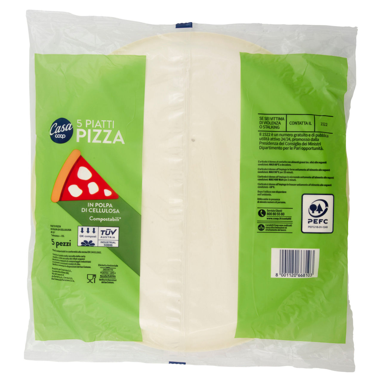 Piatti pizza in polpa di cellulosa coop casa diam. cm33 pz 5 - Immagine 41
