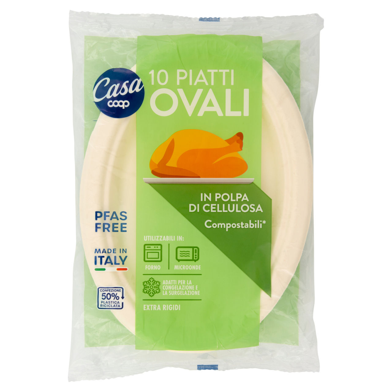 Piatti ovali in polpa di cellulosa coop casa cm26x19 pz 10