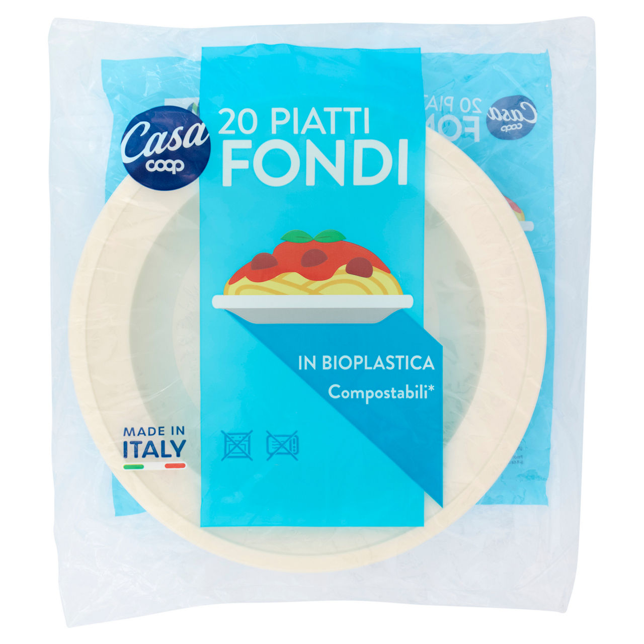 Piatti fondi bioplastica coop casa diam. cm21 pz 20 - Immagine 01