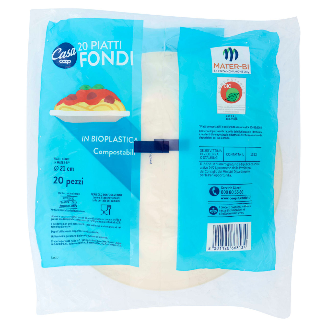 Piatti fondi bioplastica coop casa diam. cm21 pz 20 - Immagine 21