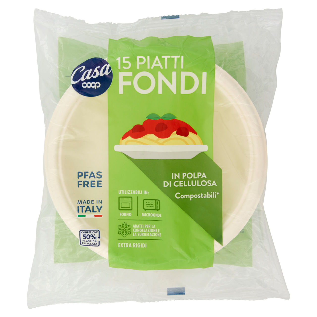 Piatti fondi in polpa di cellulosa coop casa diam. cm20,5 pz 15 - Immagine 01