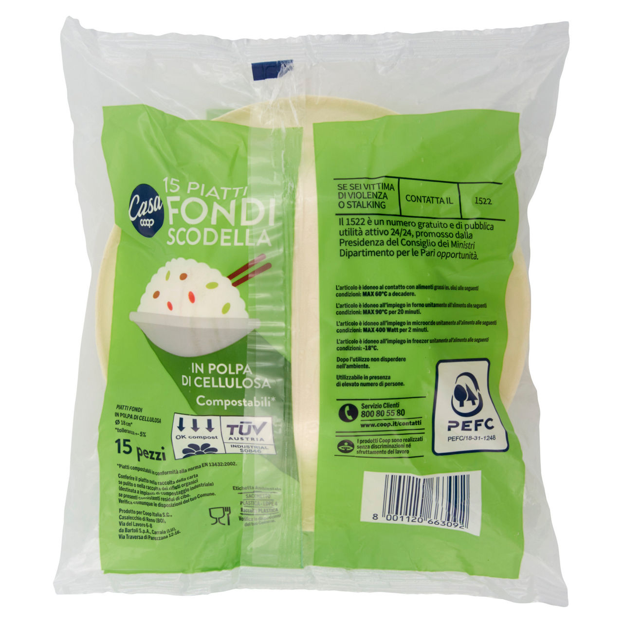 Piatti scodella fondi in polpa di cellulosa coop casa diam. cm18 pz 15 - Immagine 51