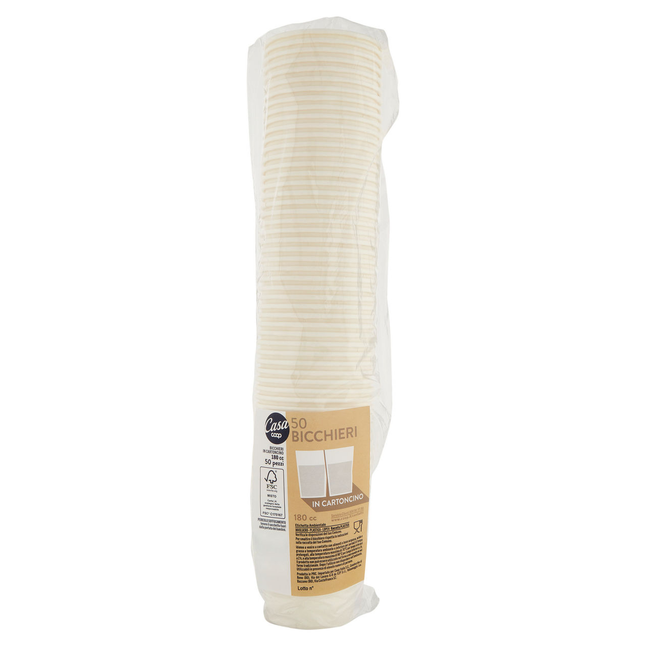 Bicchieri 180cc in cartoncino coop casa fsc pz 50 - Immagine 01