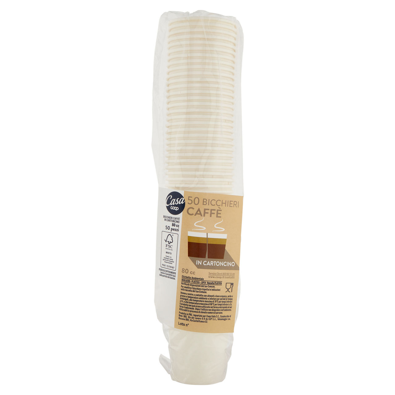 Bicchieri caffe' 80cc in cartoncino coop casa fsc pz 50 - Immagine 01