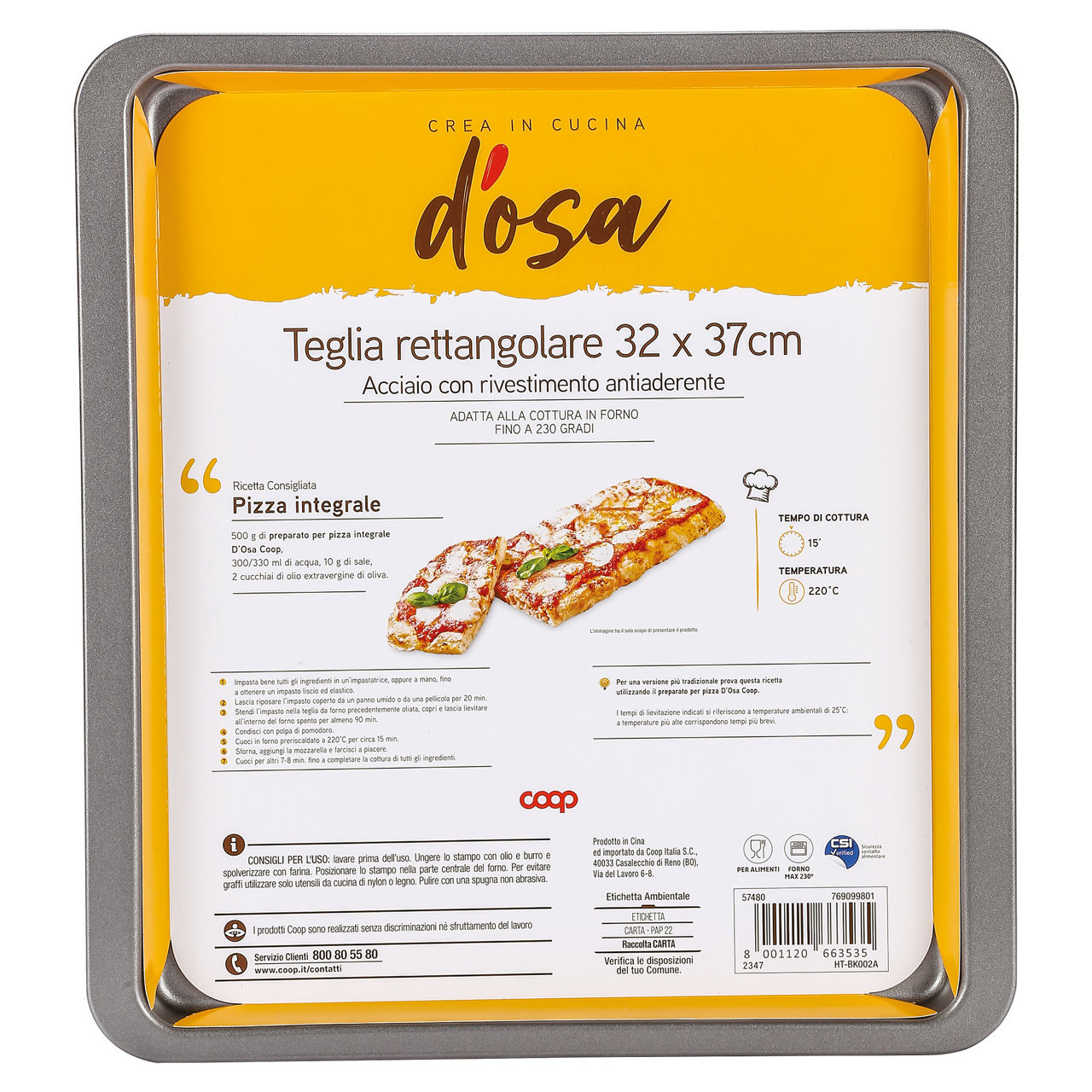 Teglia pizza rettangolare 32x37 cm coop - Immagine 01