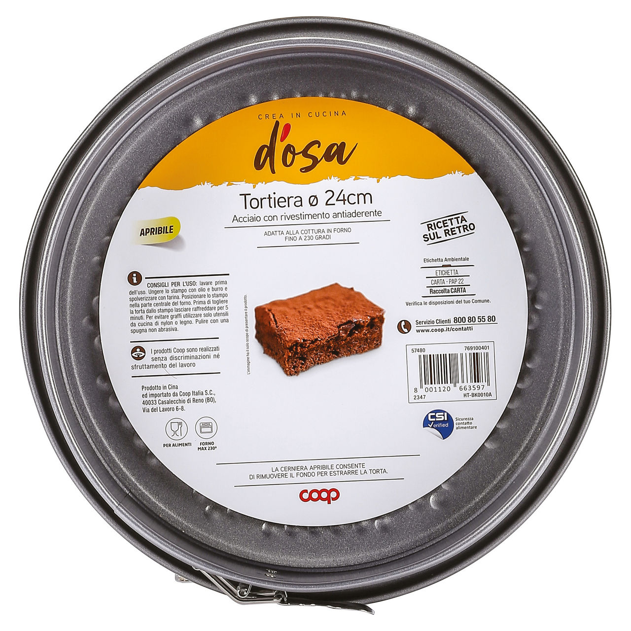 Tortiera apribile 1/f tonda 24cm con salvagoccia coop - Immagine 01