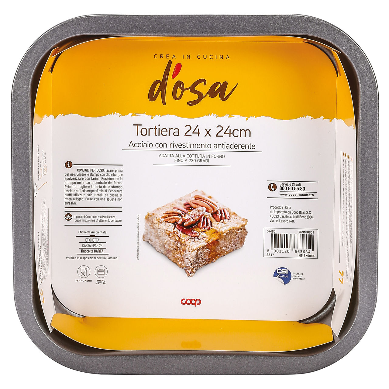 Tortiera quadrata 24x24cm coop - Immagine 01