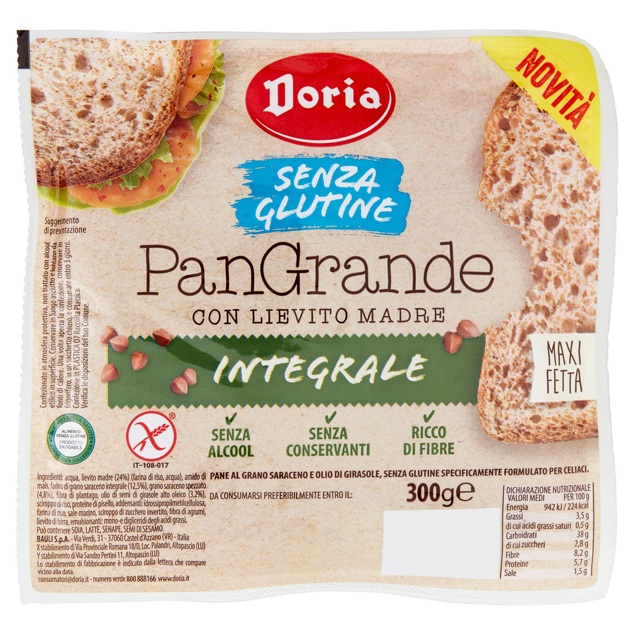 Pane Pangrande al grano saraceno e olio di girasole senza glutine 300 gr