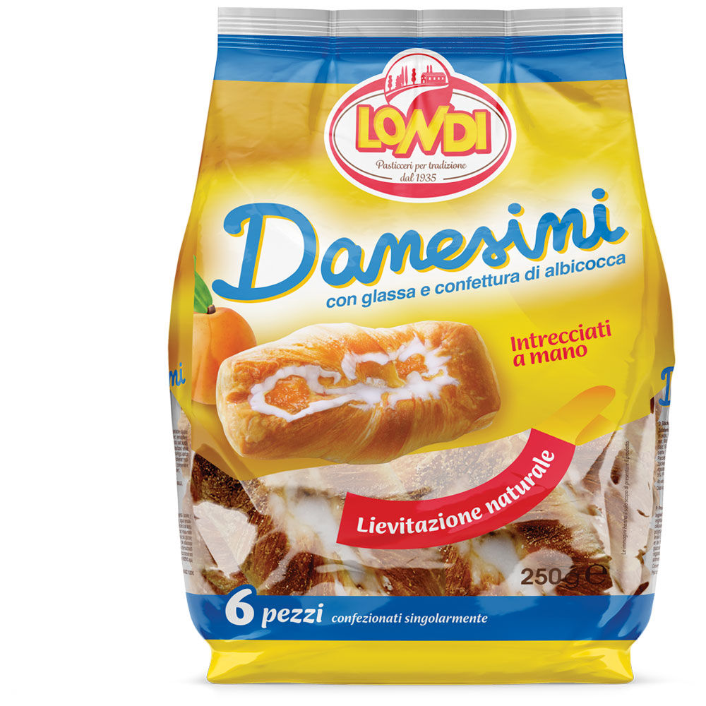 Danesini con glassa e confettura di albicocca 6 pz 250 gr