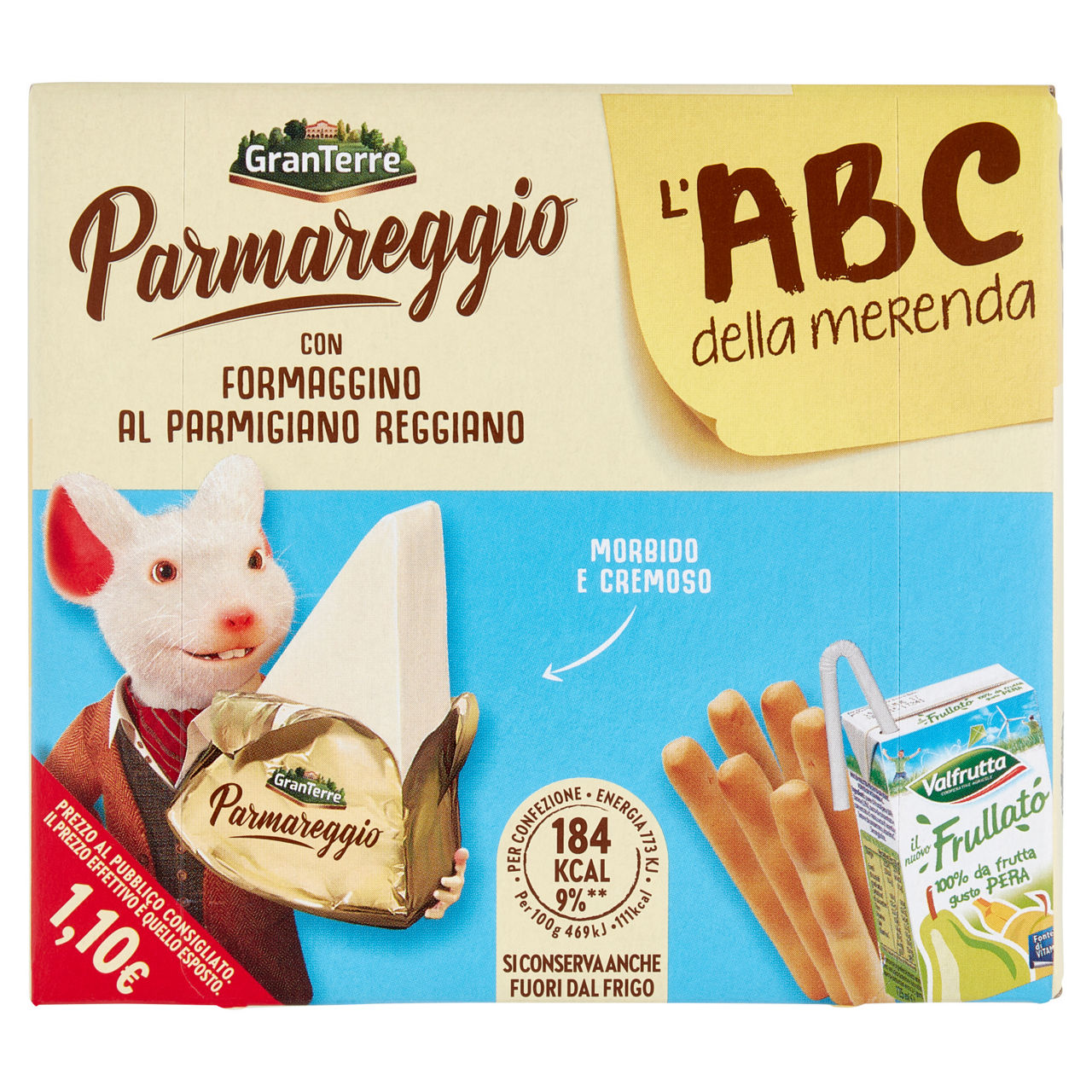 Merenda salata grissini formaggino e frullato di frutta 165 gr - Immagine 01