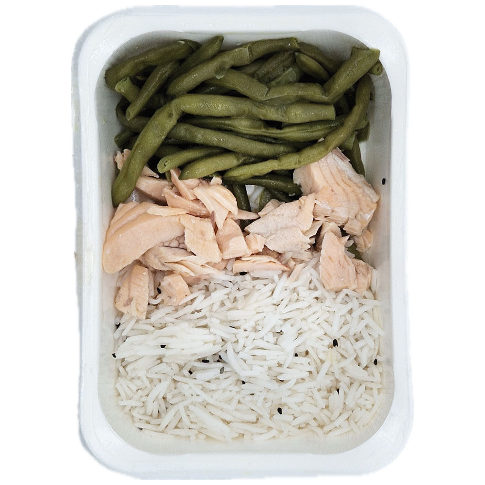 Riso basmati salmone a tranci e fagiolini verdi - Immagine 01