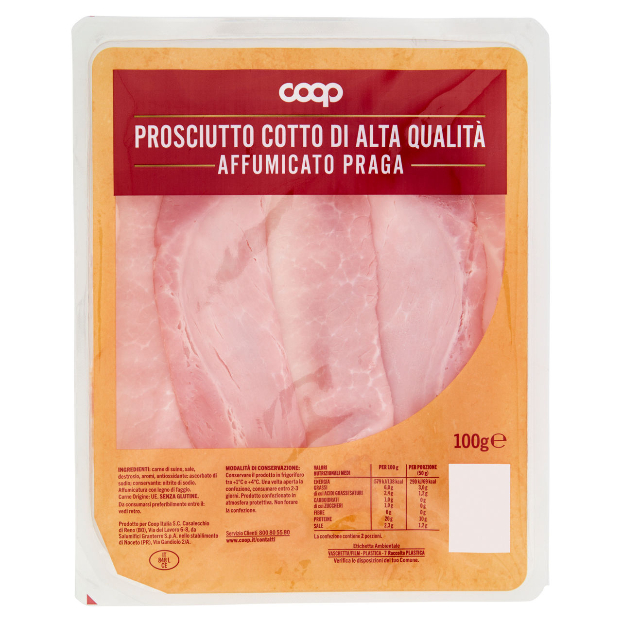 Prosciutto cotto di Praga alta qualità affumicato affettato 100 gr