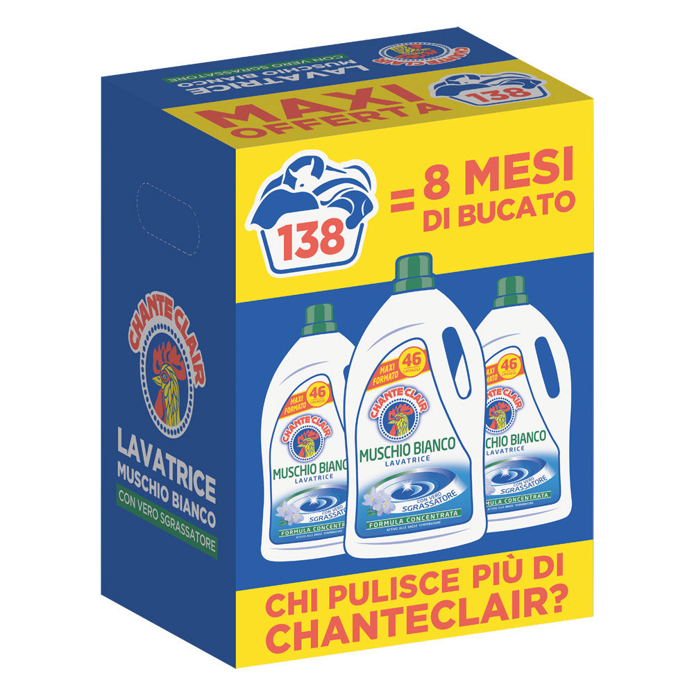 Detersivo lavatrice muschio bianco 3 pz x 46 lavaggi