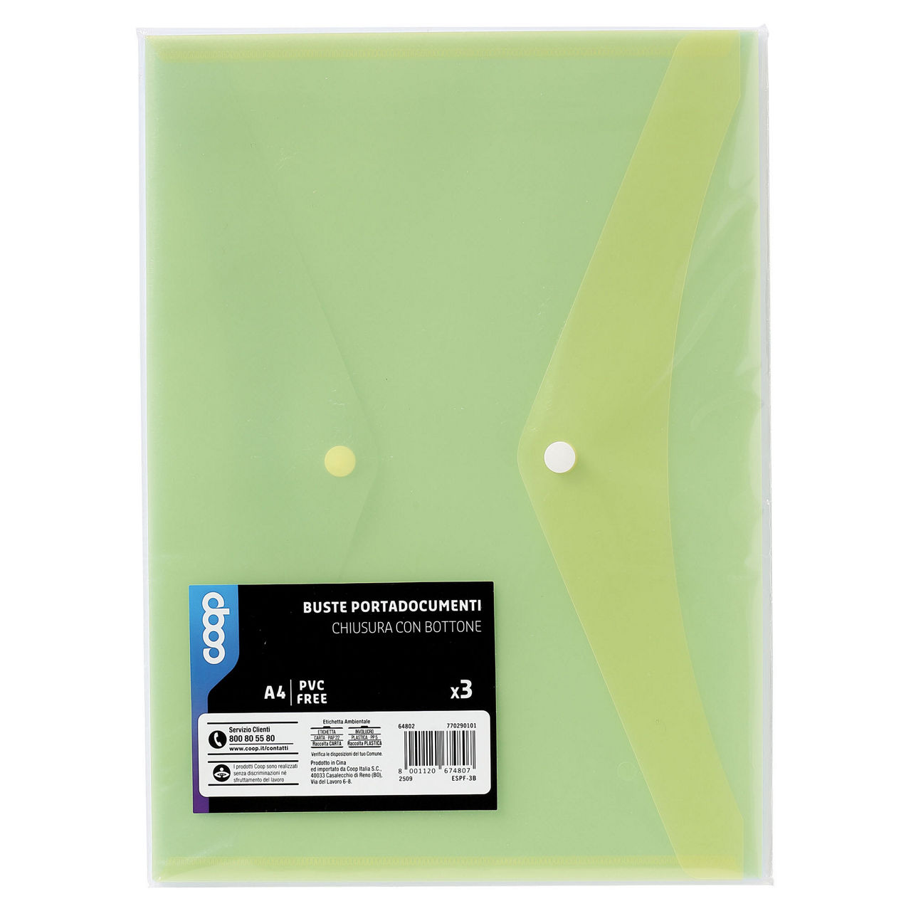 3 buste portadocumenti a4 con bottone colori assortiti - Immagine 21