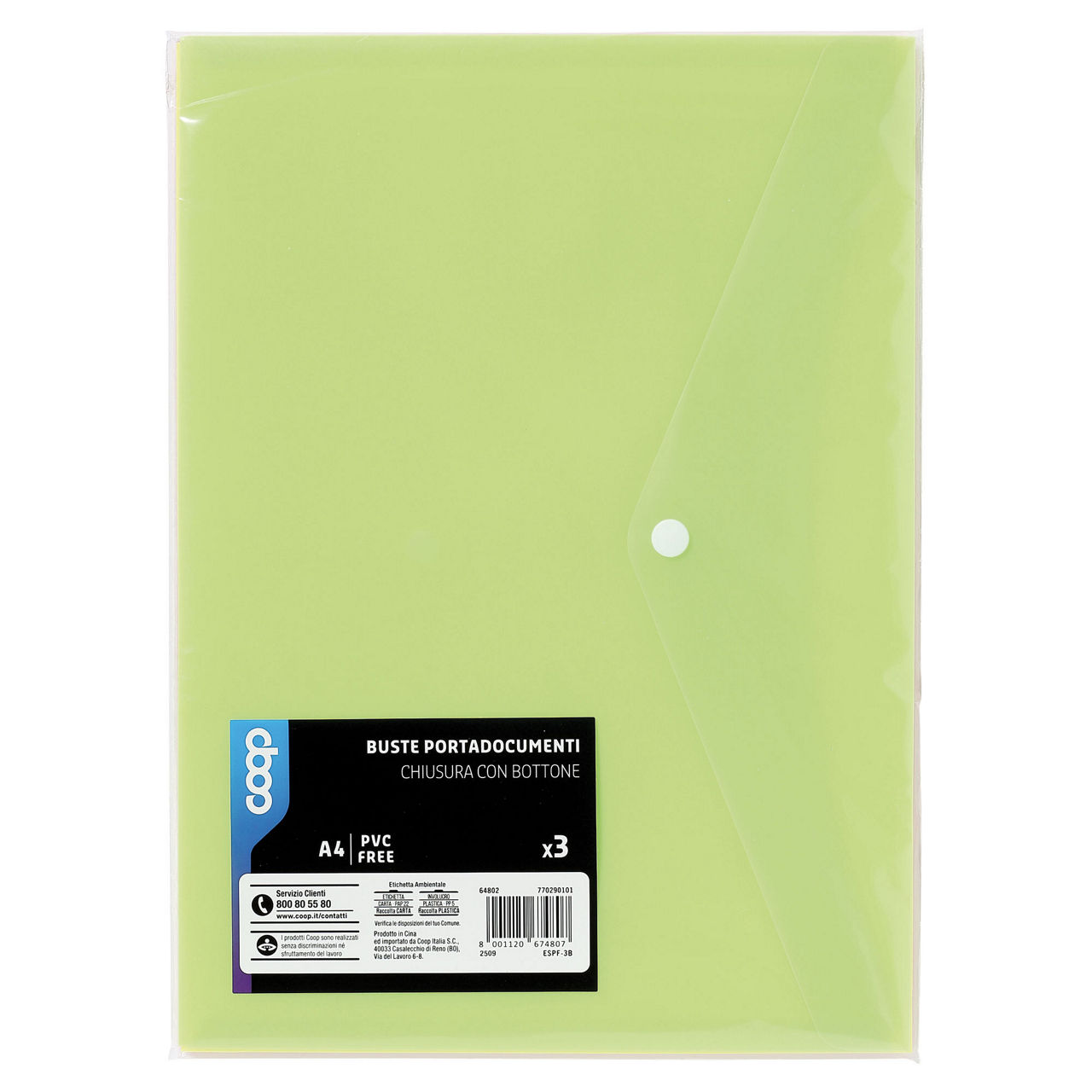 3 buste portadocumenti a4 con bottone colori assortiti - Immagine 11