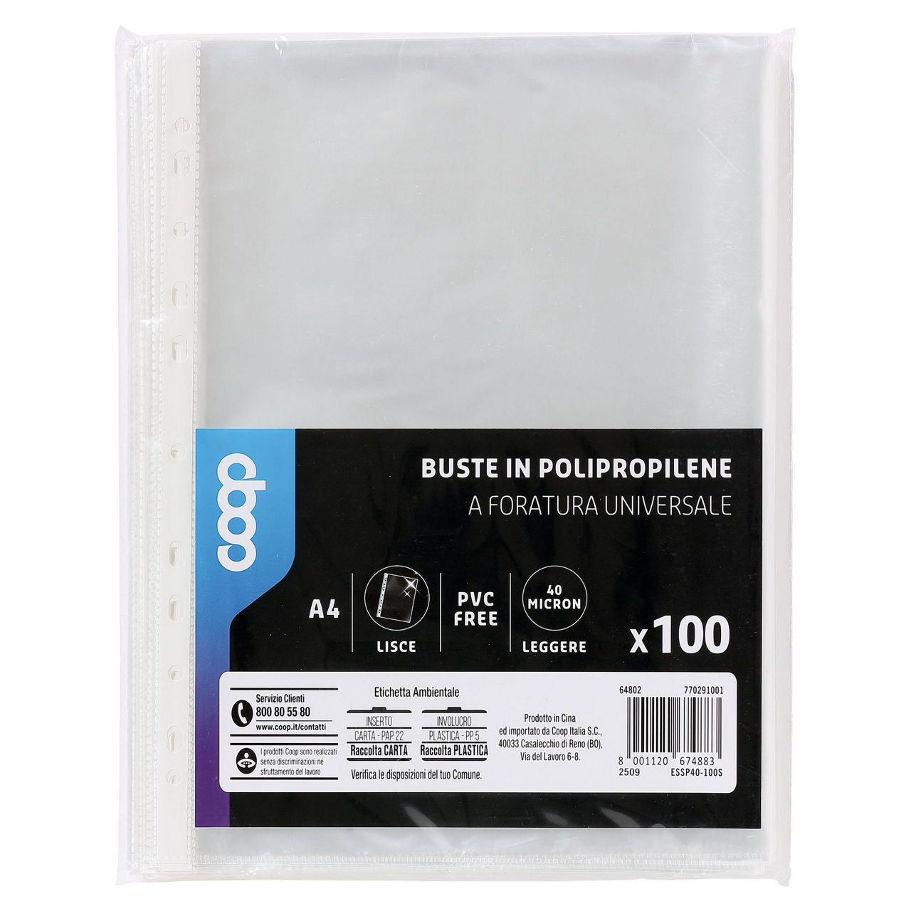 100 buste perforate lisce a4 spessore leggero - Immagine 01