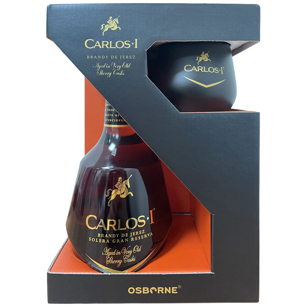 Conf regalo brandy carlos i solera gran reserva 40 gradi ml 700 + glass