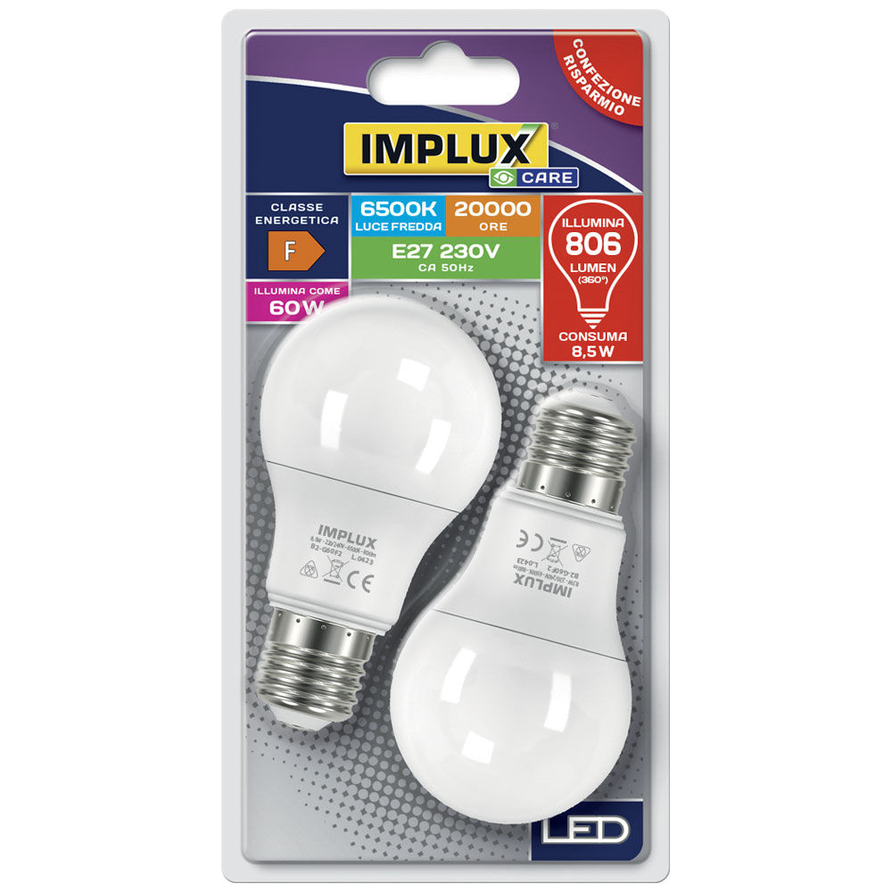 Lampadine goccia LED E27 806 lumen luce fredda 2 pz