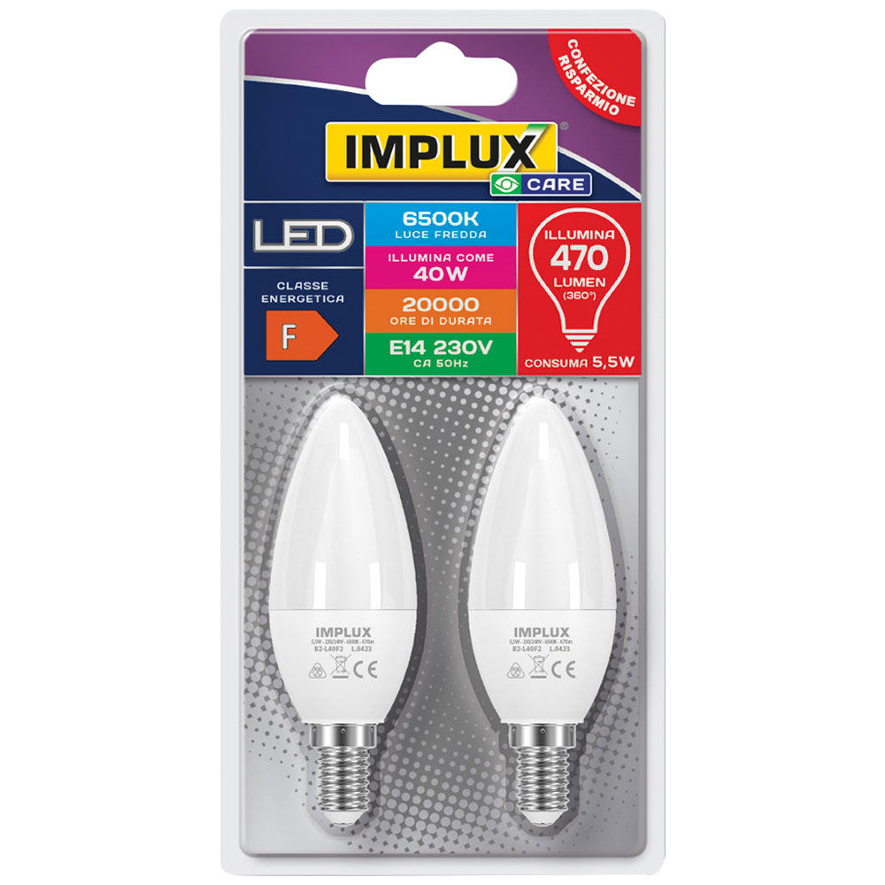 Lampadina a Led oliva e14 -5,5w - 6500k - 470lm