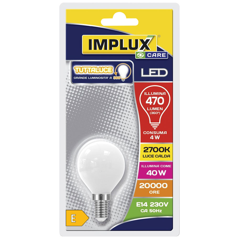 Lampadina sfera LED opale a filamento E14 470 lumen luce calda 1 pz