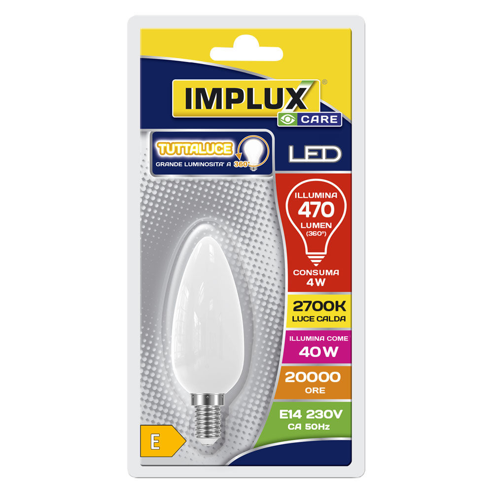Led oliva opale a filamento E14 4W 470 lumen 2700K