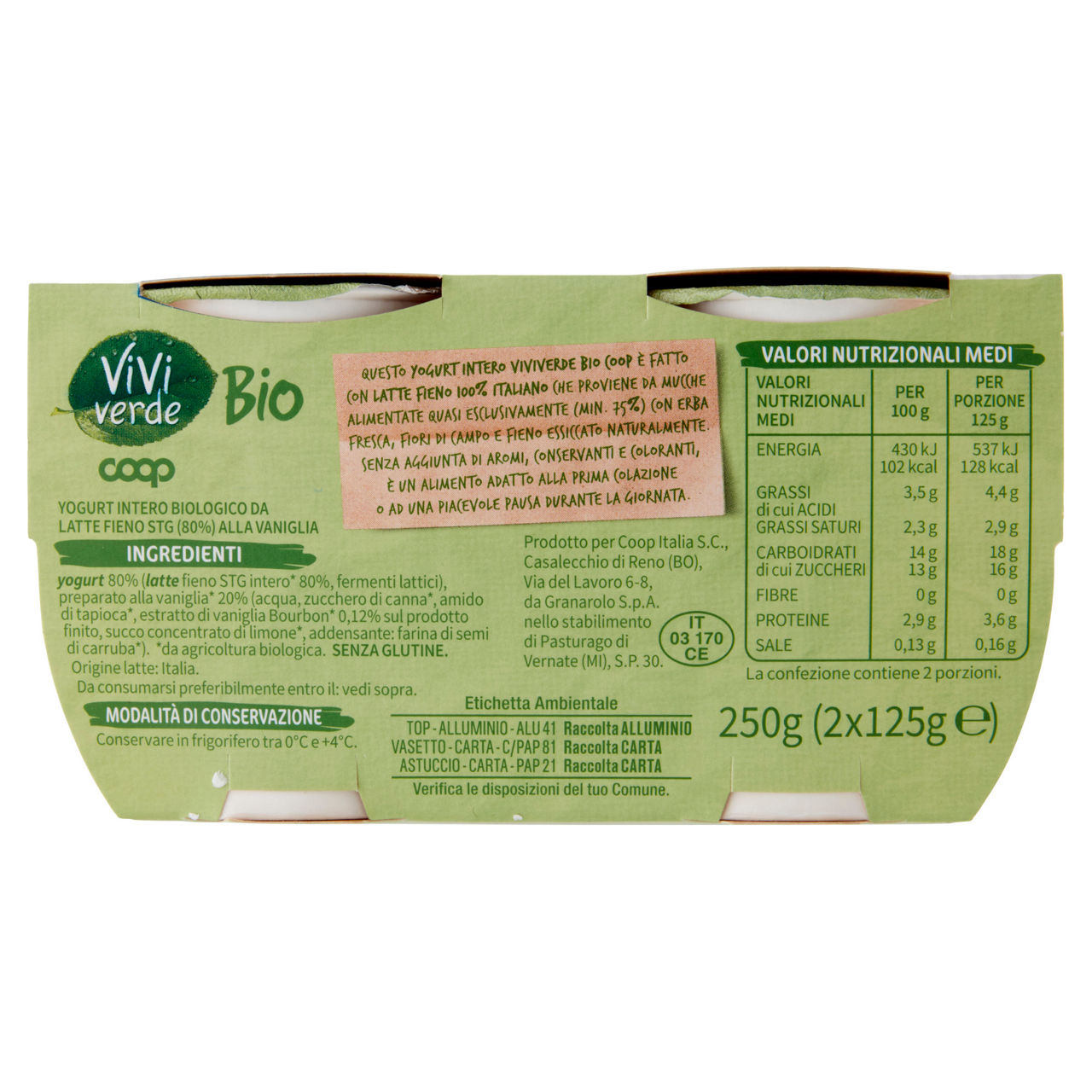 Yogurt da Latte Fieno alla vaniglia bio 2 pz da 125 gr - Immagine 41