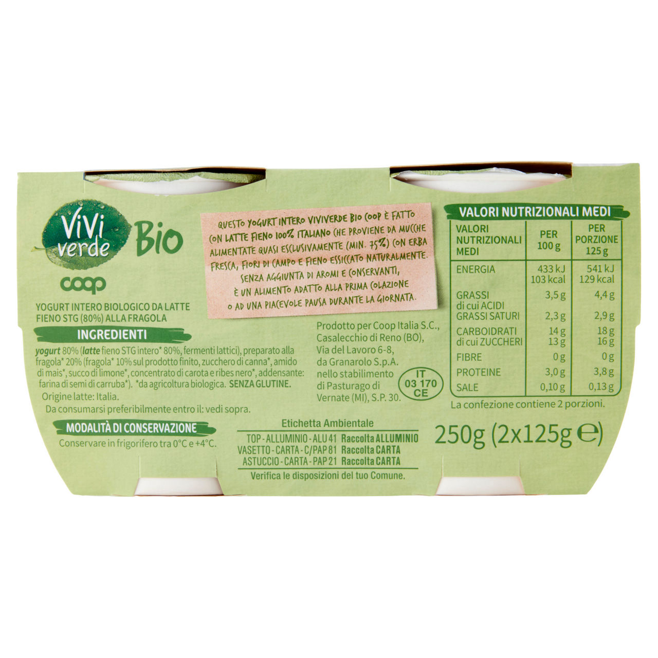 Yogurt da Latte Fieno alla fragola bio 2 pz da 125 gr - Immagine 51