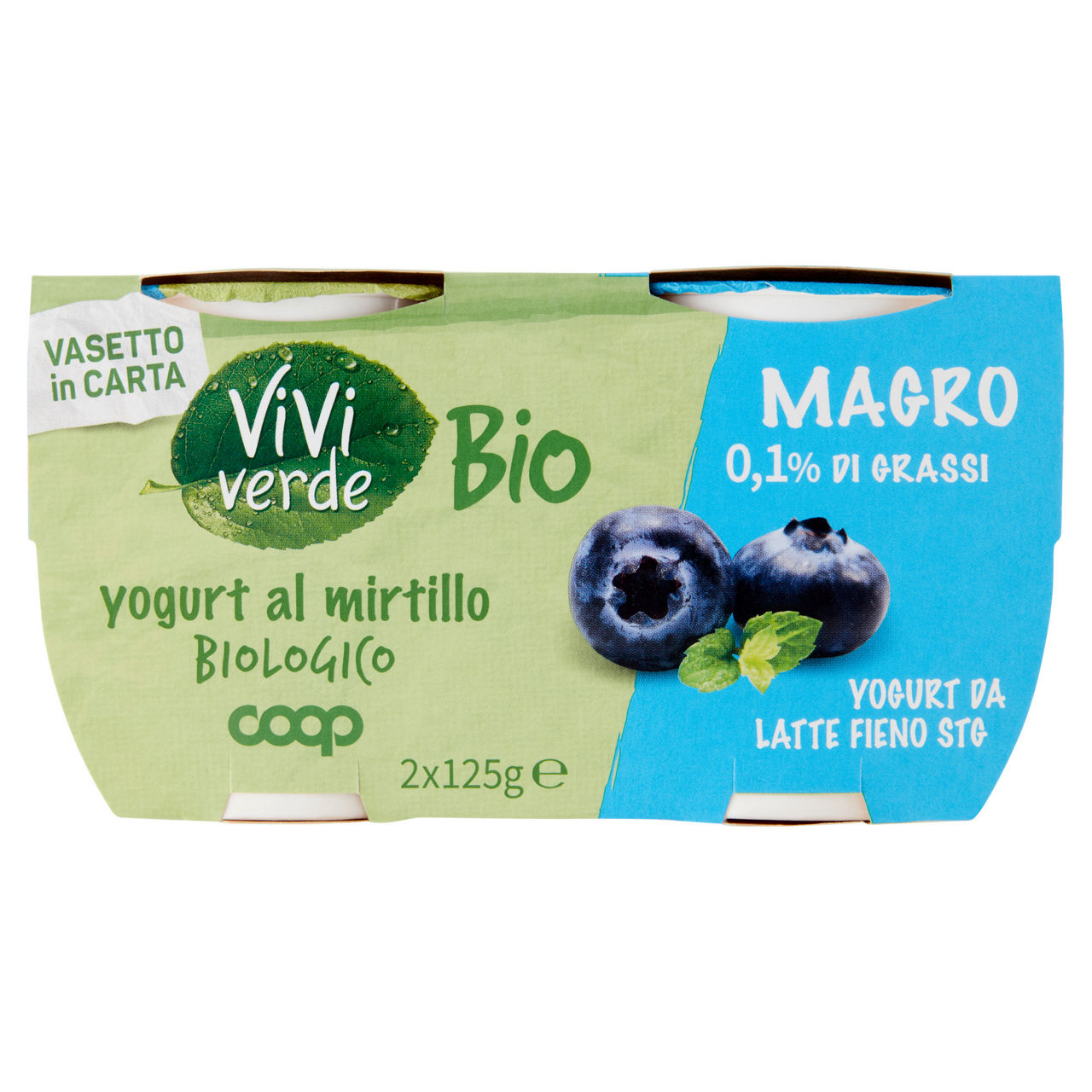 Yogurt magro bio al mirtillo 2 pz da 125 gr - Immagine 01