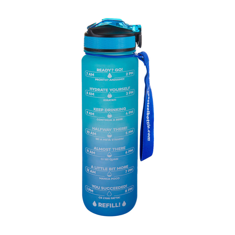 Borraccia motivazionale blu e acquamarina 1 lt