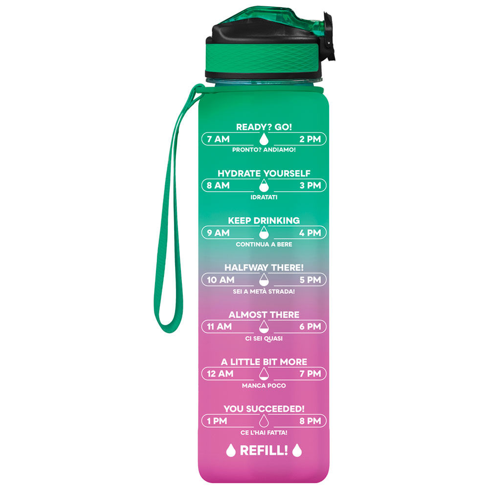 Borraccia motivazionale rosa e verde 1 lt - Immagine 01