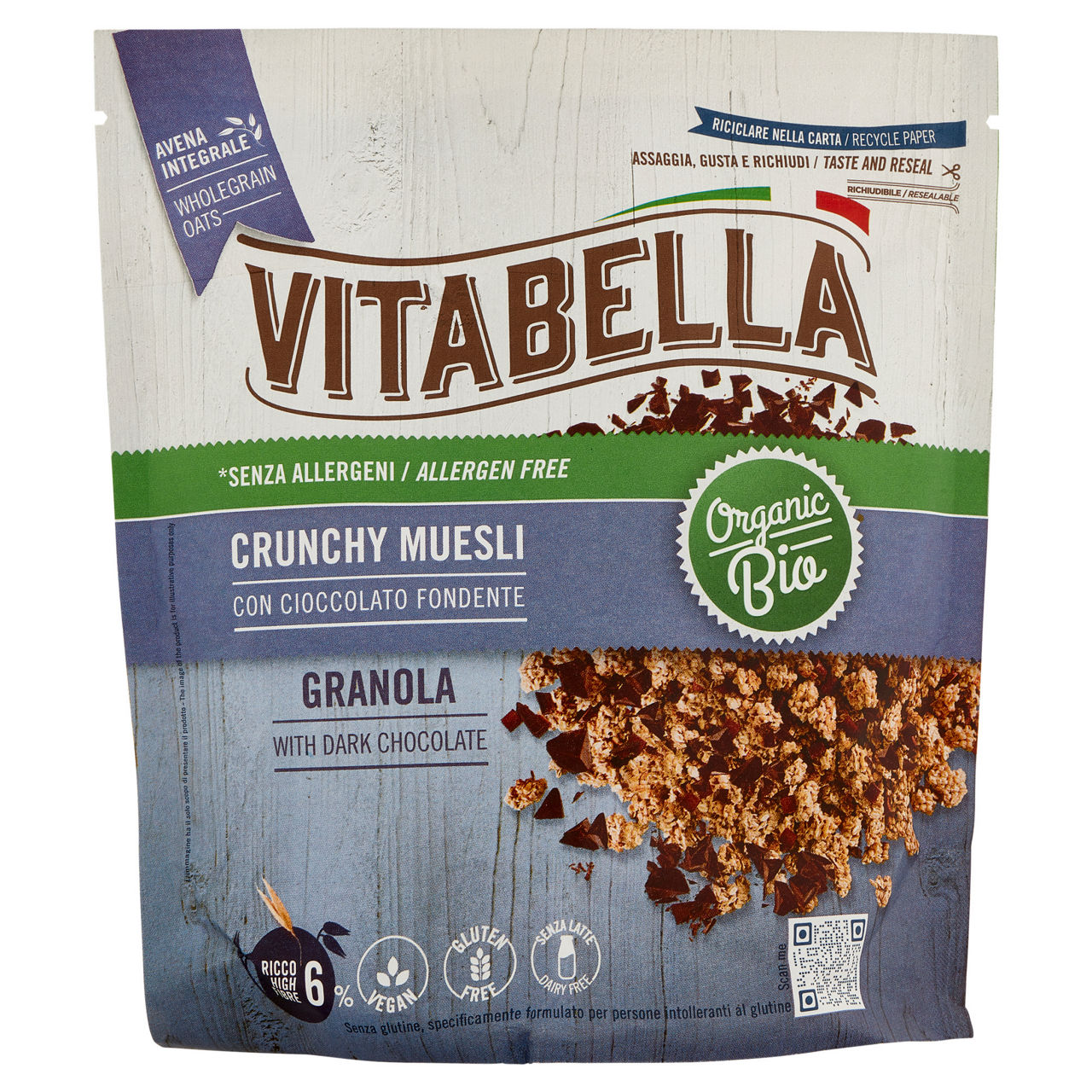 Croccanti agglomerati di cereali con cioccolato fondente bio 240 gr