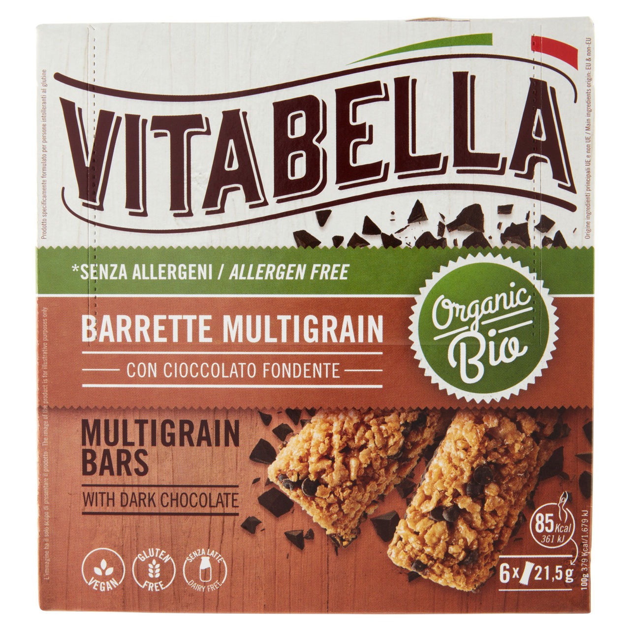 Barrette di cereali con cioccolato fondente bio 129 gr - Immagine 01