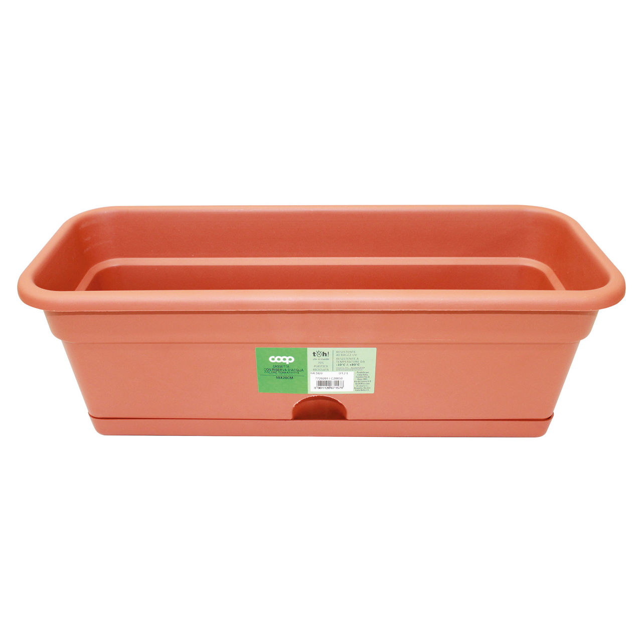 Vaso cassetta con riserva color terracotta 50x20 cm - Immagine 01