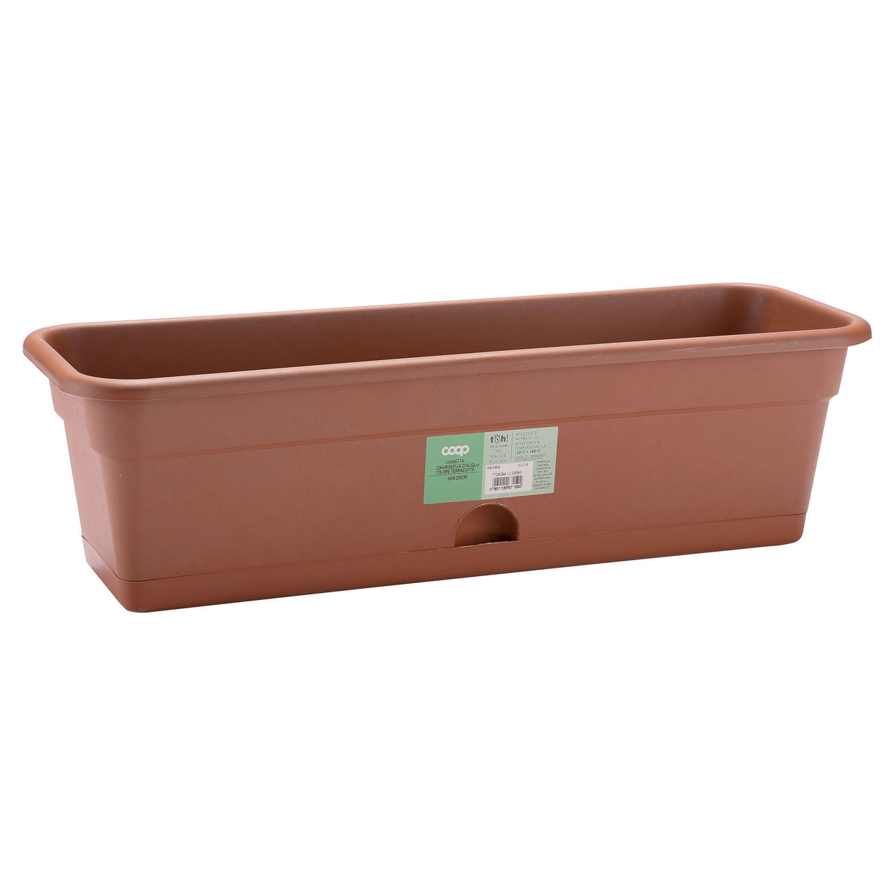 Vaso cassetta con riserva color terracotta 60x20 cm