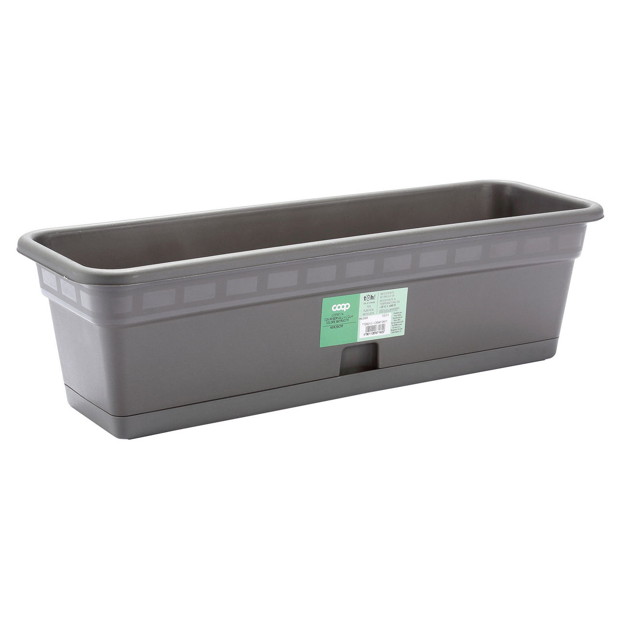 Vaso cassetta con riserva color antracite 60x20 cm