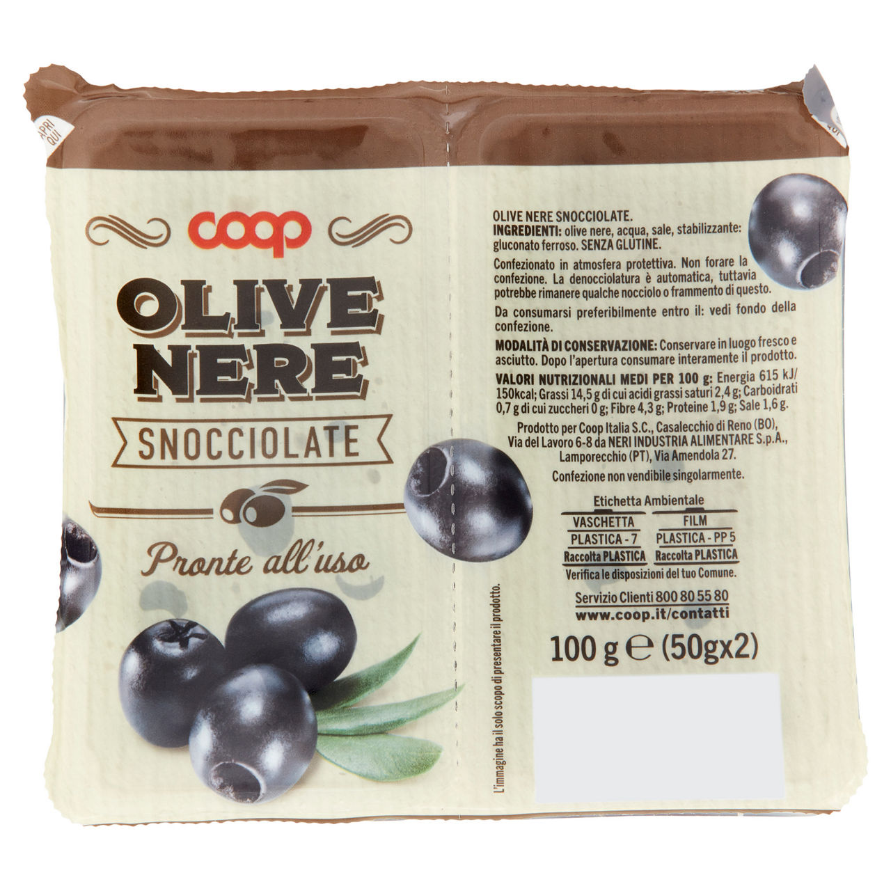 Olive nere snocciolate pronte all'uso 2 pz x 50 gr