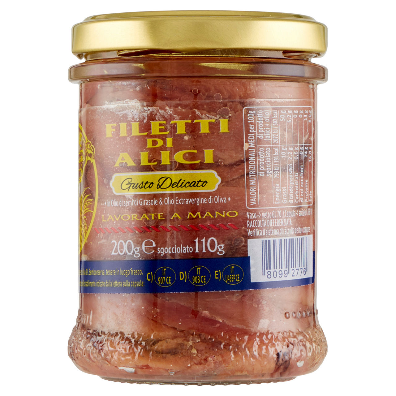 Filetti di alici distese in olio delicato il tritone isola d'oro v.v.200gr. - Immagine 11