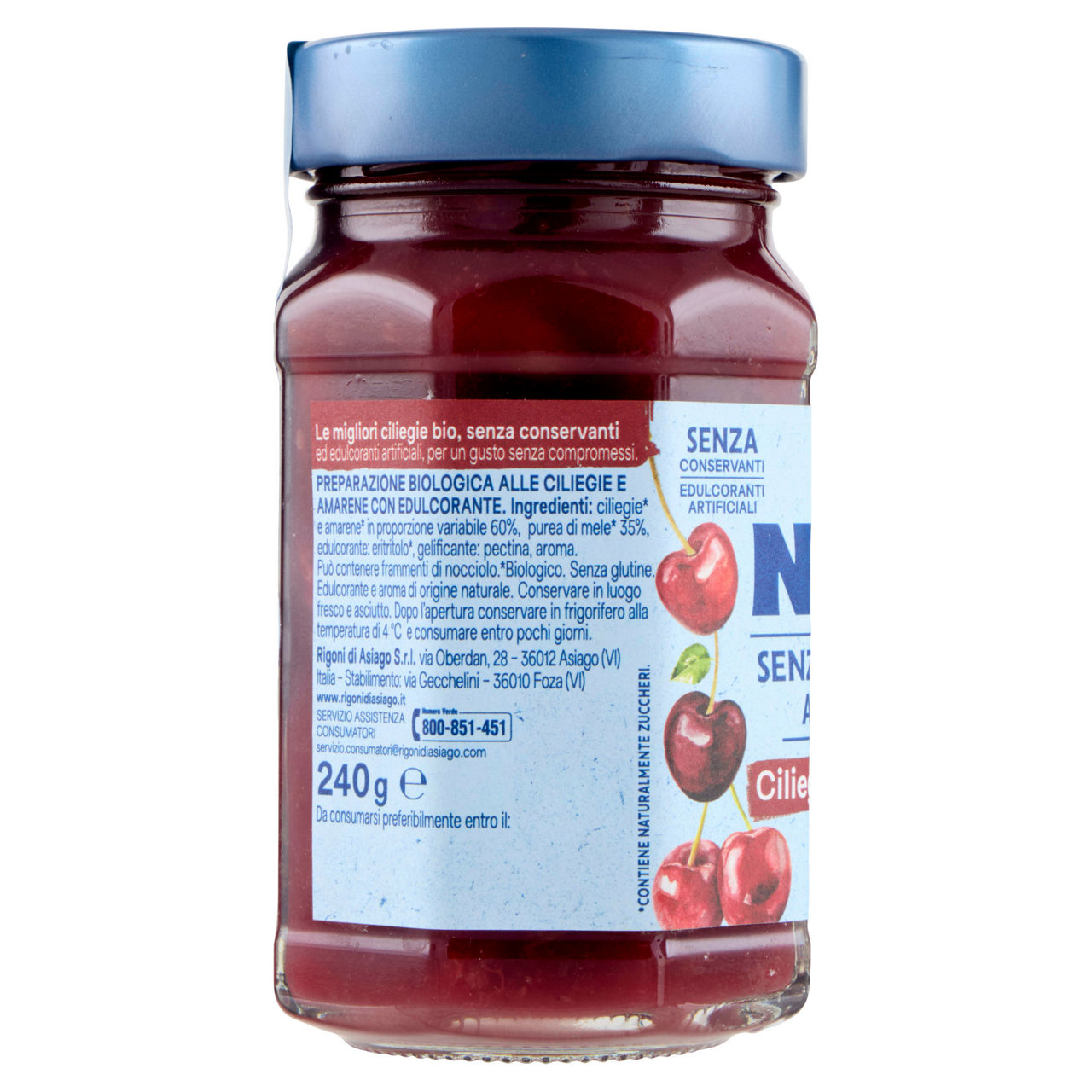 Preparazione senza zuccheri aggiunti di ciliegie e amarene bio 240 gr - Immagine 11