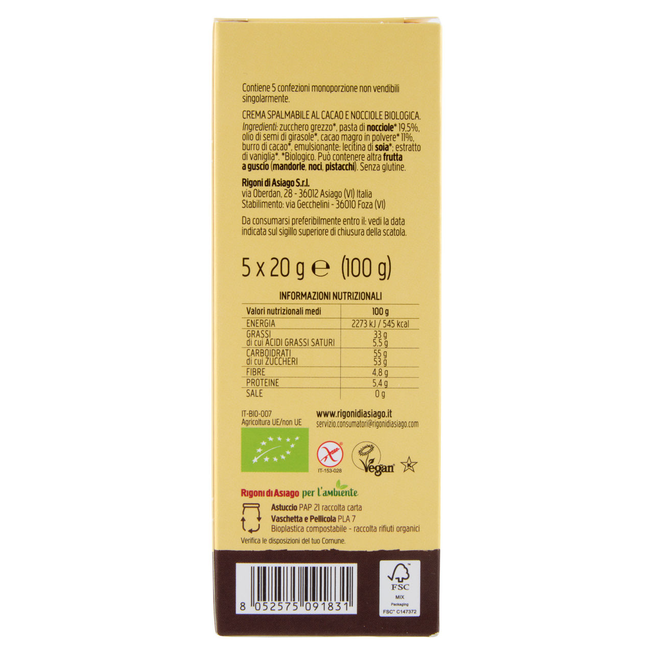 Nocciolata senza latte bio 5 capsule compostabili x g 20 - Immagine 51