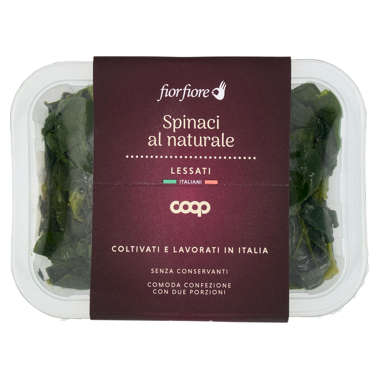 Spinaci al naturale cotti al vapore 2 pz 150 gr