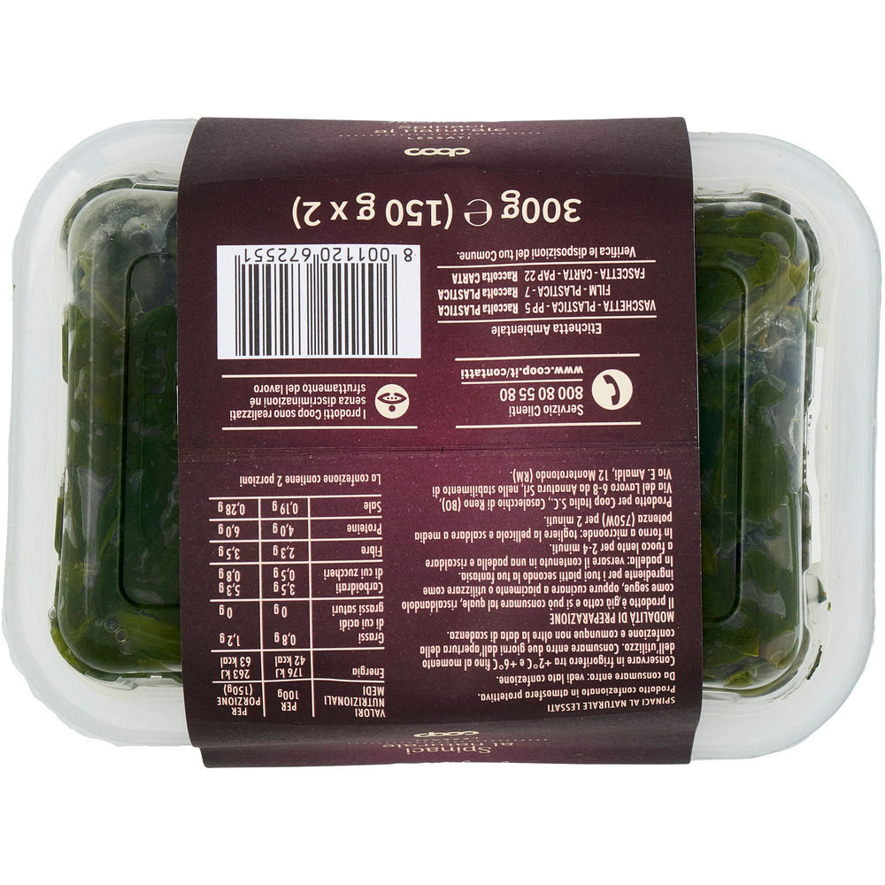 Spinaci al naturale cotti al vapore 2 pz 150 gr - Immagine 71
