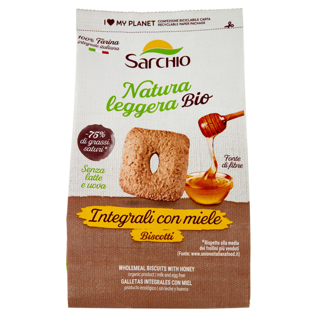 Biscotti integrali bio con miele sarchio g 250 - Immagine 01
