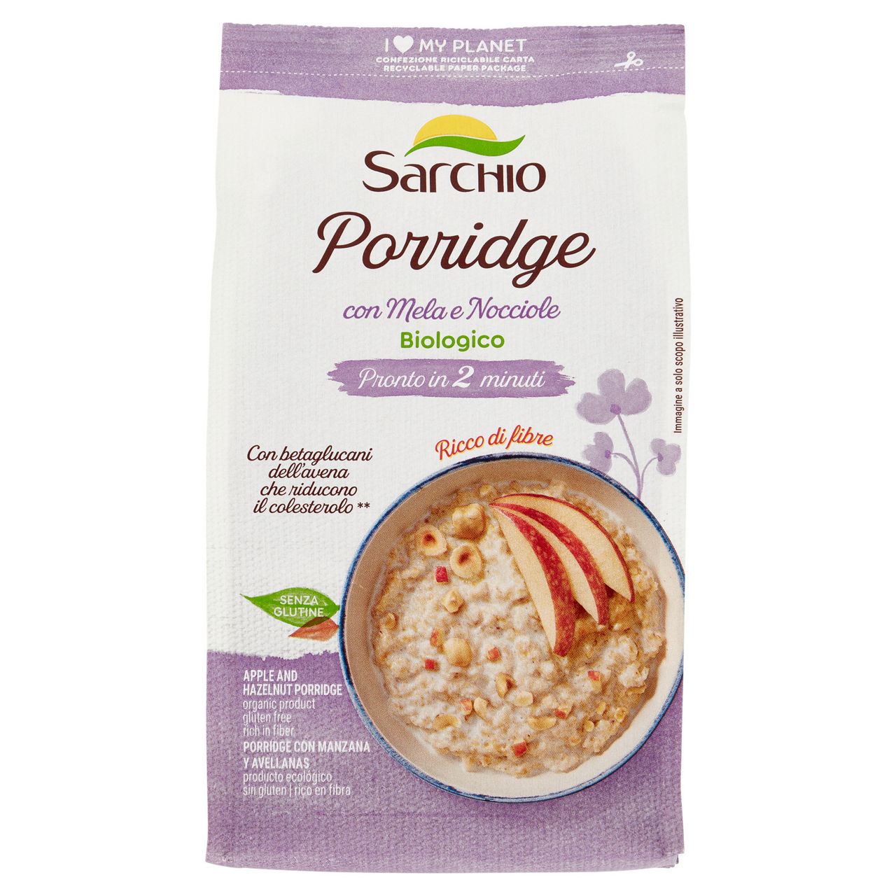 Porridge con mela e nocciole bio 250 gr - Immagine 01