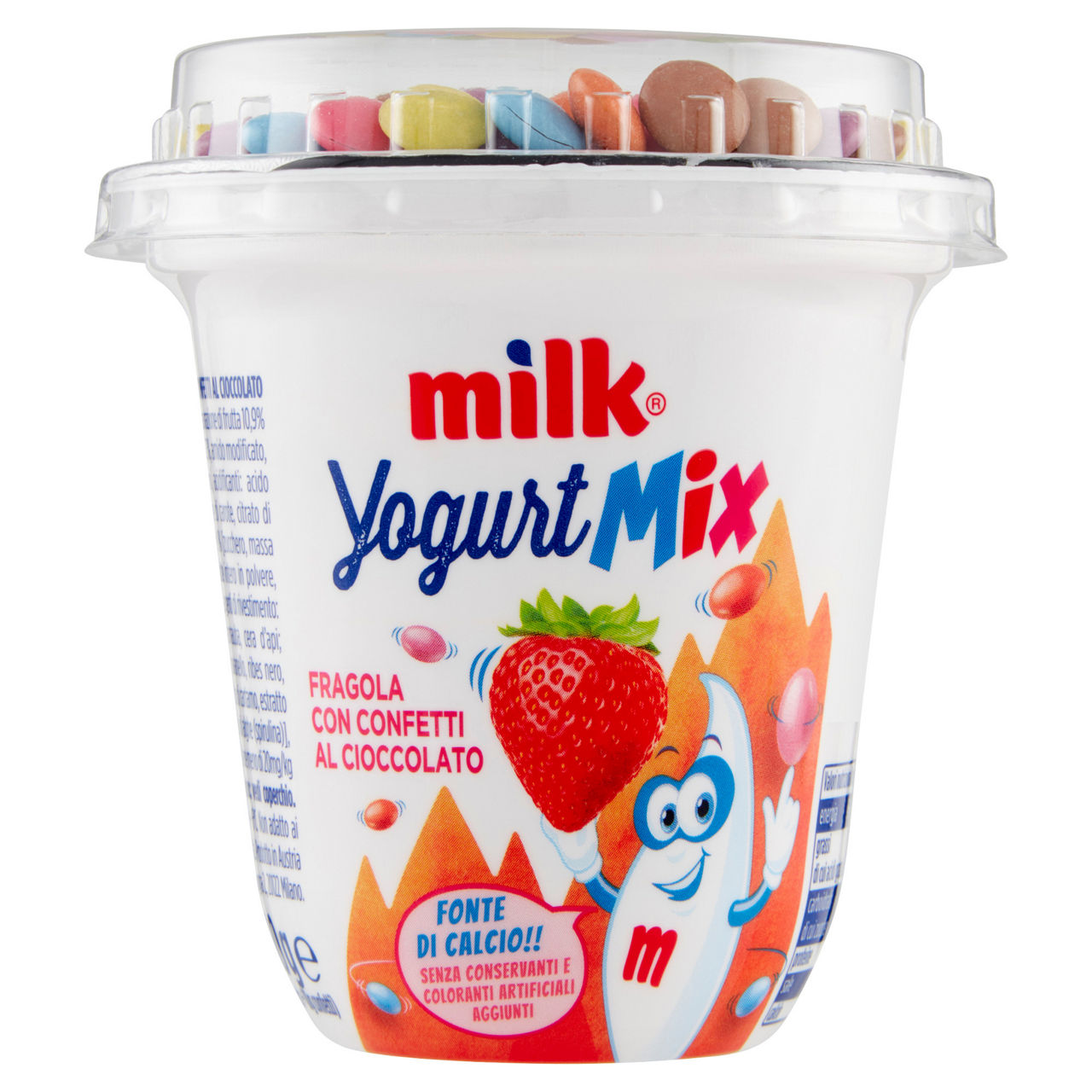 Yogurt alla fragola con confetti al cioccolato 110 gr - Immagine 01