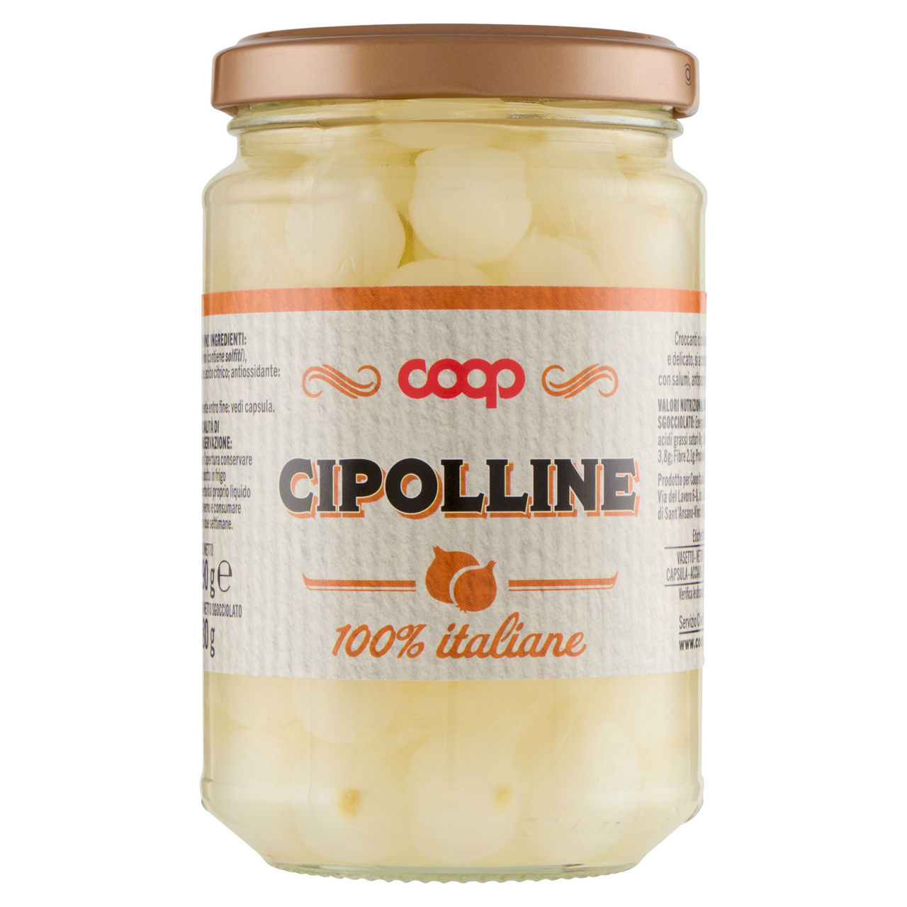 Cipolline in aceto di vino vaso vetro coop g 290 sgocc g 180