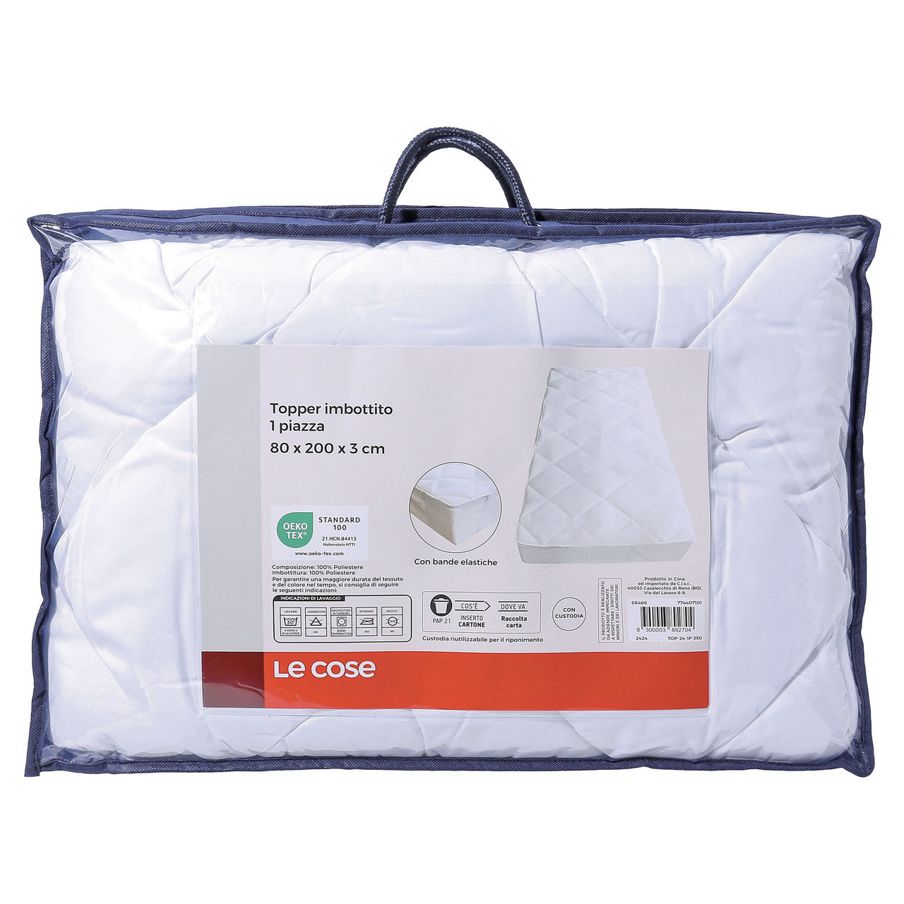 Topper imbottito in poliestere 350 gsm 1 piazza - Immagine 01